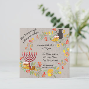 Hanukkah Menorah con invitación a las velas