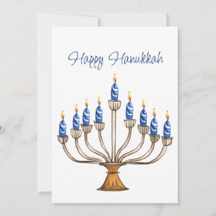 Hanukkah Menorah con velas azules y blancas ardien