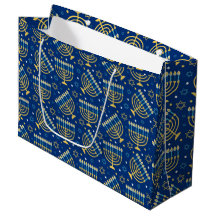 Hanukkah Menorah Estrella azul Judía Gran Bolsa de