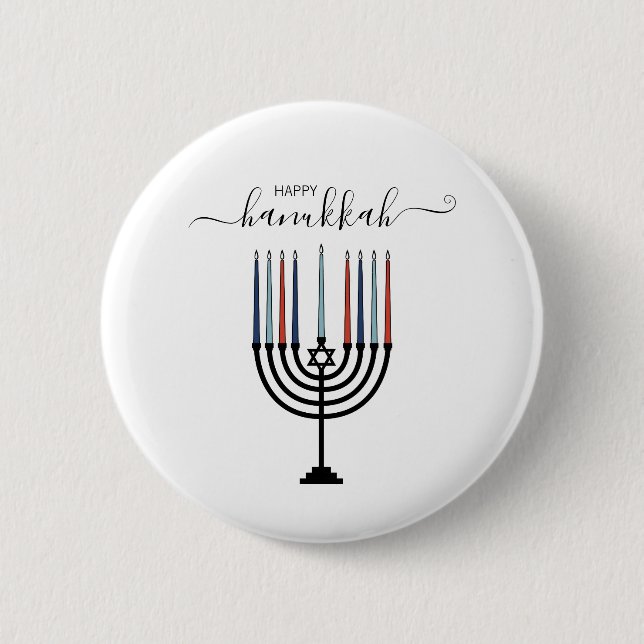 Hanukkah Menorah Holiday Botón Pinback (Anverso)