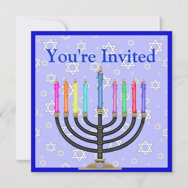 Hanukkah Menorah Invitación (Anverso)