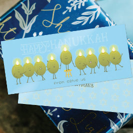 Hanukkah Menorah Olives | Tarjeta de felicitación 