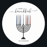 Hanukkah Menorah Pegatina de vacaciones<br><div class="desc">Personalice el texto personalizado anterior. En nuestra colección "Hanukkah Gifts and a Menorah" se pueden encontrar elementos de coordinación adicionales.</div>