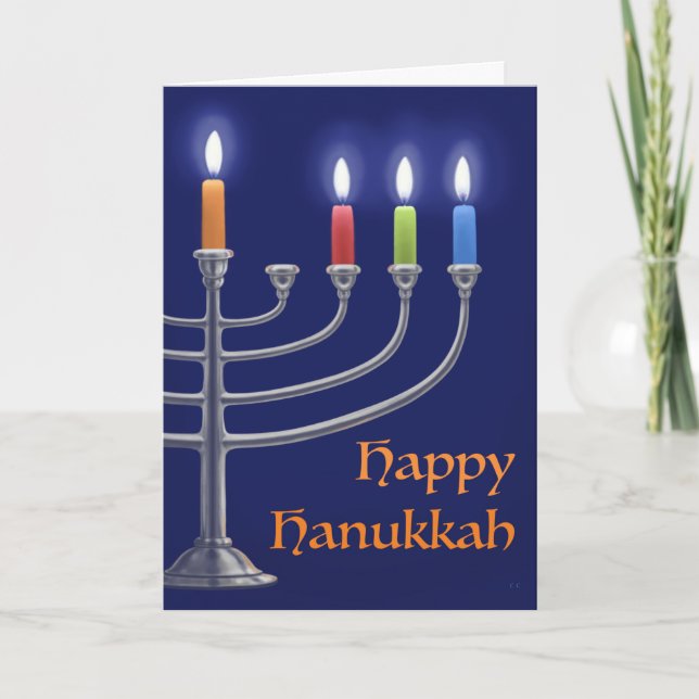 "Hanukkah Menorah". Tarjeta de felicitación (Anverso)