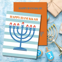Hanukkah Menorah Tarjeta de felicitación azul mode