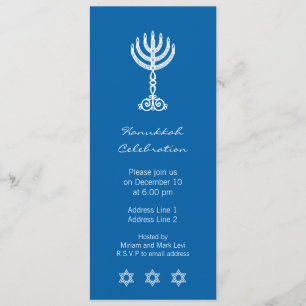 Hanukkah Motif blue Larga invitación