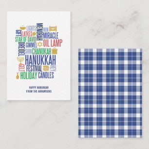 Hanukkah Palabras Fiestas Mini Tarjeta de Nota