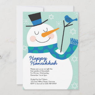 Hanukkah Party Invitaciones con Snowman