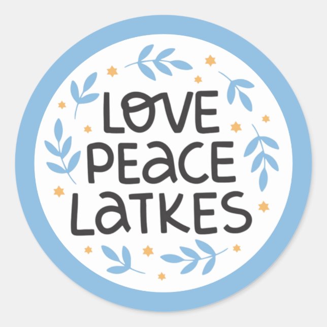 Hanukkah Peace and Latkes Pegatina (Anverso)