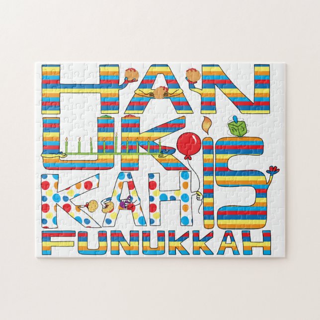 Hanukkah Puzzle for Kids/Wh "Hanukkah is Funukkah" (Horizontal)