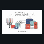 Hanukkah Regalos y Menorah Pegatina de vacaciones<br><div class="desc">Personalice el texto personalizado anterior. En nuestra colección "Hanukkah Gifts and a Menorah" se pueden encontrar elementos de coordinación adicionales.</div>