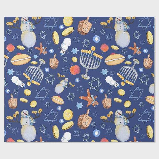 Hanukkah Snowman y Menorah Papel de relleno (Superficie plana)