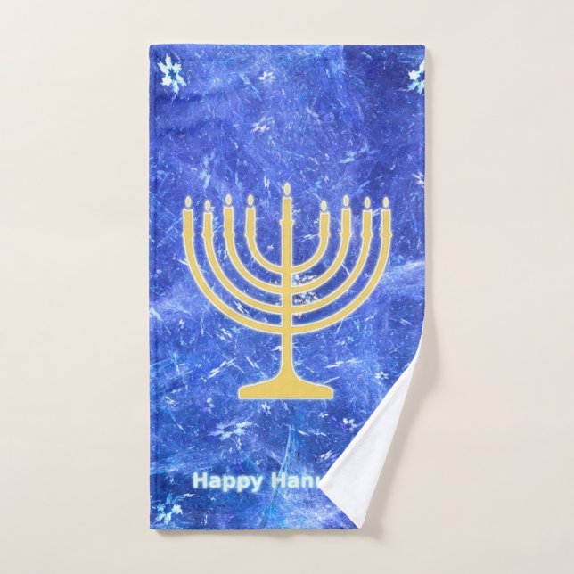 Hanukkah Snowstorm Menorah (Toalla de mano)