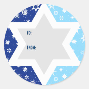 Hanukkah Star of David Snowflake Gift Pegatina