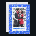 Hanukkah Stars Menorahs PERSONALIZADO tarjeta de v<br><div class="desc">Personalizar esta tarjeta agregando tu propia foto y texto sobre el lindo fondo. Revisa mi tienda por más colores y diseños o hazme saber si quieres algo personalizado. ¡Gracias por comprar conmigo!</div>