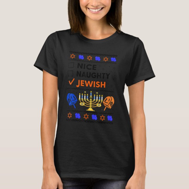 Hanukkah Sweater Niza Mujeres judías traviesas (Anverso)