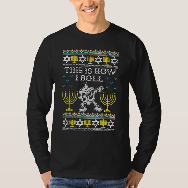 Hanukkah Ugly Hanukkah Sweater How I Roll Dreidel (Anverso)