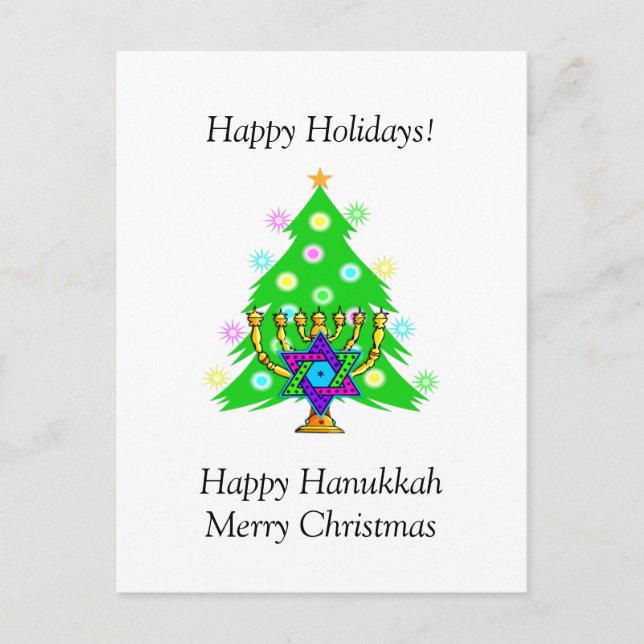 Hanukkah y Navidades juntos tarjeta de vacaciones (Anverso)