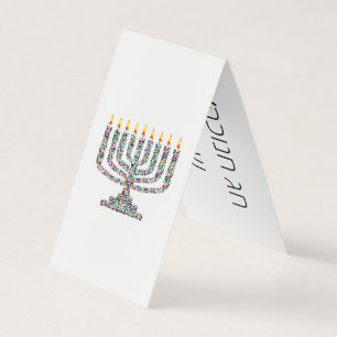Hanukkiah con la tarjeta Hanukkah de Gemstones