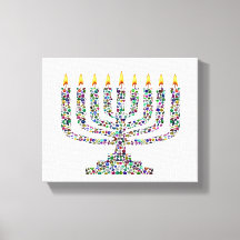 Hanukkiah hecha con Gemas Impresión en Lienzo Esti
