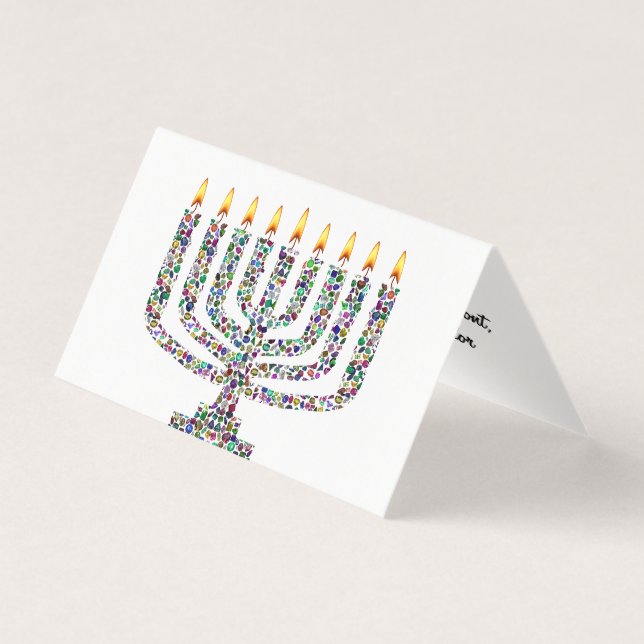 Hanukkiah hecho con tarjeta doblada de piedras pre (Anverso)