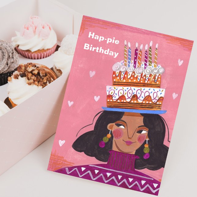 Hap - Tarjeta de felicitación de cumpleaños para m (Hap - Pie Woman Birthday Greeting Card)