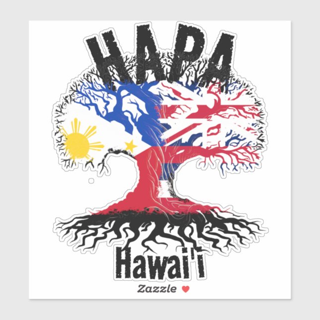HAPA PHILIPPINES HAWAII ROOTS PEGATINA (Hoja)