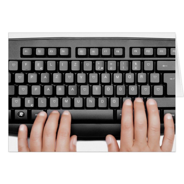 Happy 2014 keyboard messageFeliz 2014 paz y amor (Anverso (Horizontal))