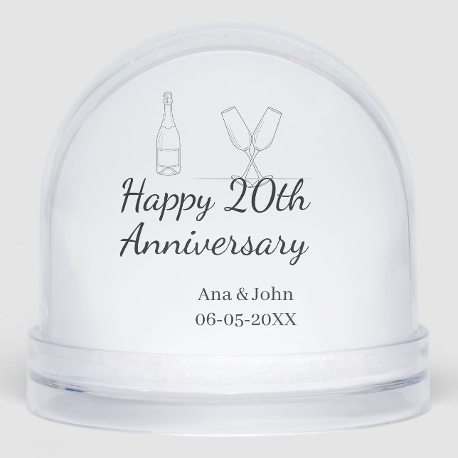 Happy 20th anniversary champagne bottle glass name (Anverso)