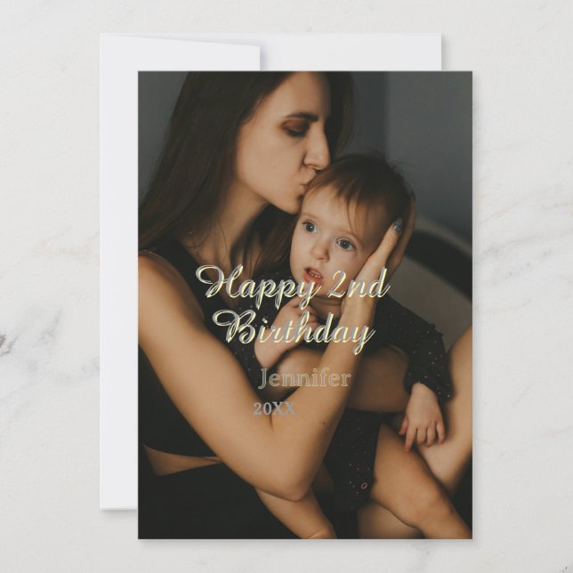 Happy 2nd birthday kids baby mother yellow gray na (Anverso)