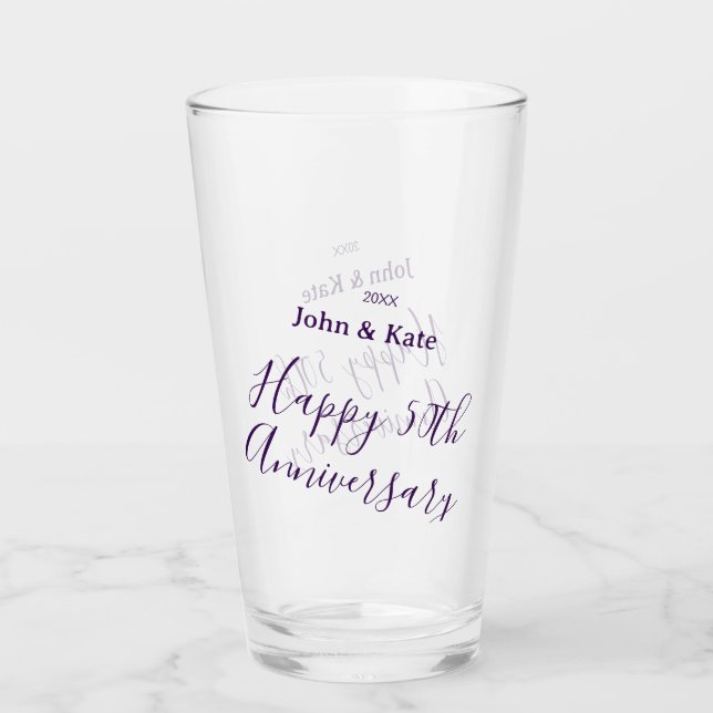 Happy 50th anniversary purple name year simple  (Anverso)