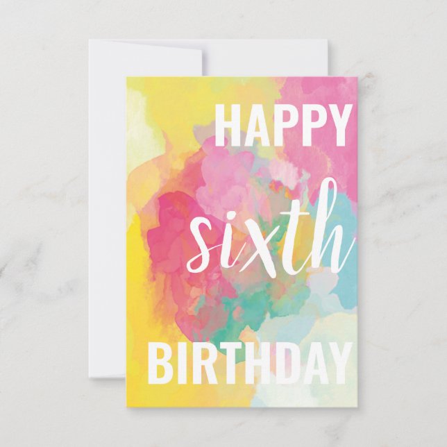 Happy 6º Birthday Card ("Gradients de acuarela") (Anverso)
