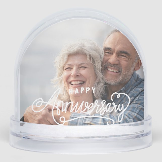 Happy Anniversary Modern Script Personalized Photo (Anverso)