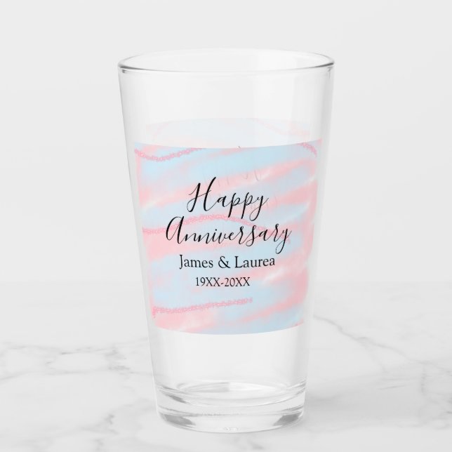 Happy anniversary wedding name date year pastel  (Anverso)