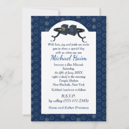 Happy Bar Mitzvah 20XX Invitación decorativa azul