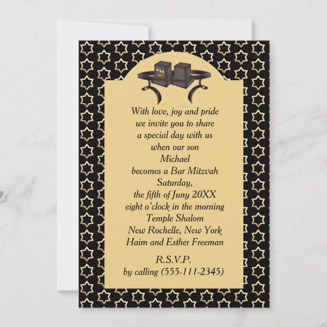 Happy Bar Mitzvah 20XX Invitación decorativa de or (Anverso)