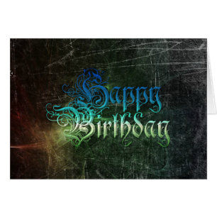 Happy Birday Card Blue and Black Graffiti Textos