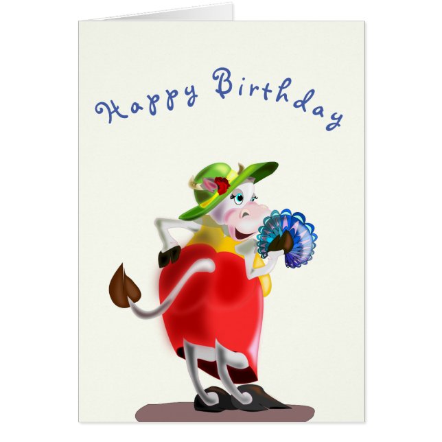 Happy Birday Card Modern Cow Fun (Frente)