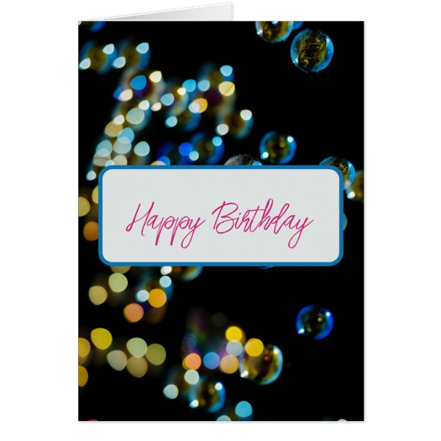 Happy Birthday Bubbles Custom Text Greeting Card (Frente)