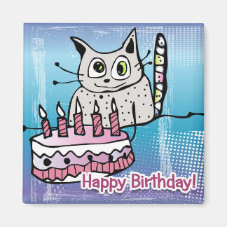Happy Birthday Cat - imán