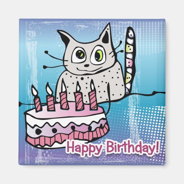 Happy Birthday Cat - imán (Frente)