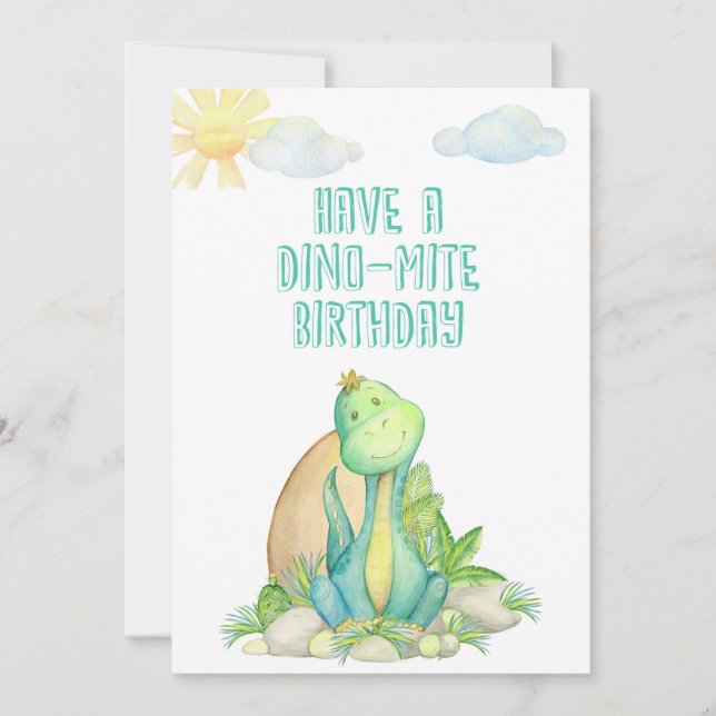 Happy Birthday Greeting Card with Dino for Kids (Anverso)