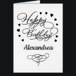 Happy Birthday Hearts Modern Elegant Personalize<br><div class="desc">Happy Birthday Hearts Modern Elegant Personalize Birthday Card is great to personalize and send to that special person in your life for their birthday. It is designed with elegant and modern swirls. Personalize it with the name of the person and your special message to them.</div>