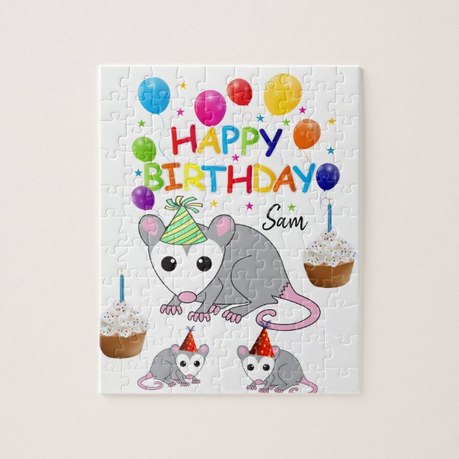Happy Birthday Jigsaw Puzzle Possum (Vertical)