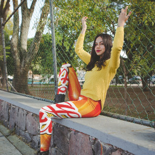 Happy Birthday Orange Background Leggings