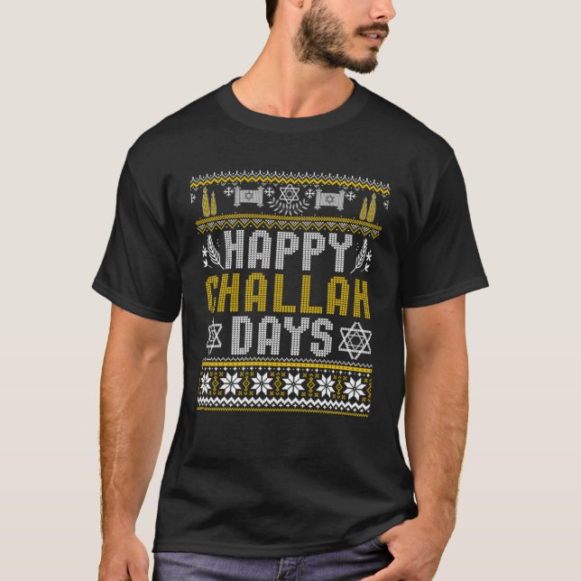 Happy Challah Days Hanukkah Jewish Ugly Sweater (Anverso)