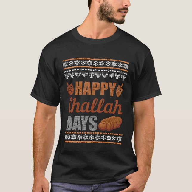 Happy Challah Days Ugly Hanukkah Sweater Chanukah  (Anverso)