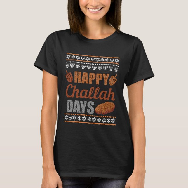 Happy Challah Days Ugly Hanukkah Sweater Chanukah  (Anverso)