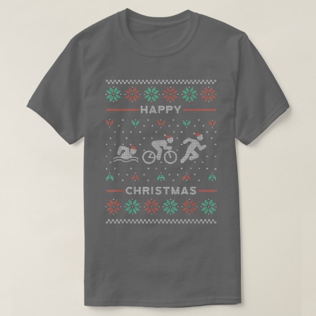 Happy Christmas Triathlon Ugly Sweater  Triathlete (Diseño del anverso)