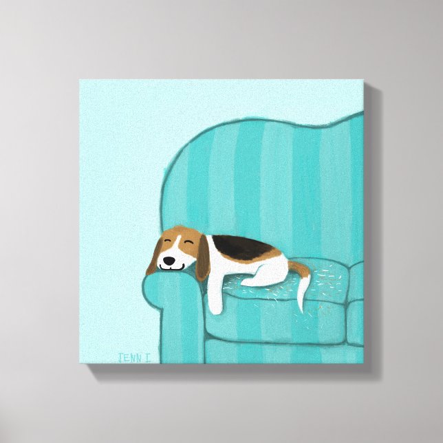 Happy Couch Beagle | Perro durmiente | Arte Mascot (Anverso)